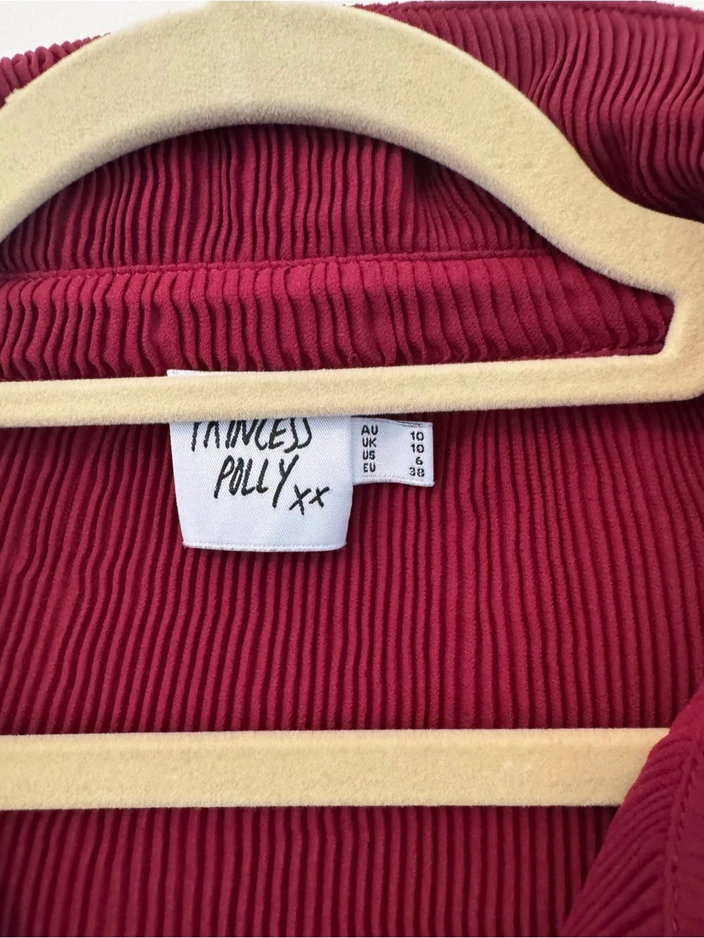 Princess Polly Burgundy Ribbed Button-Down Shirt
